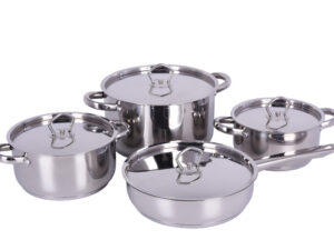 8pc Stainless Steel Set with Solid Lids
